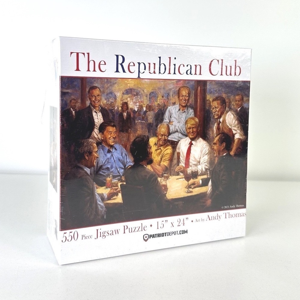 NIB The‎ Republican Club 550 Piece Jigsaw Puzzle by Andy Thomas Trump Reagan